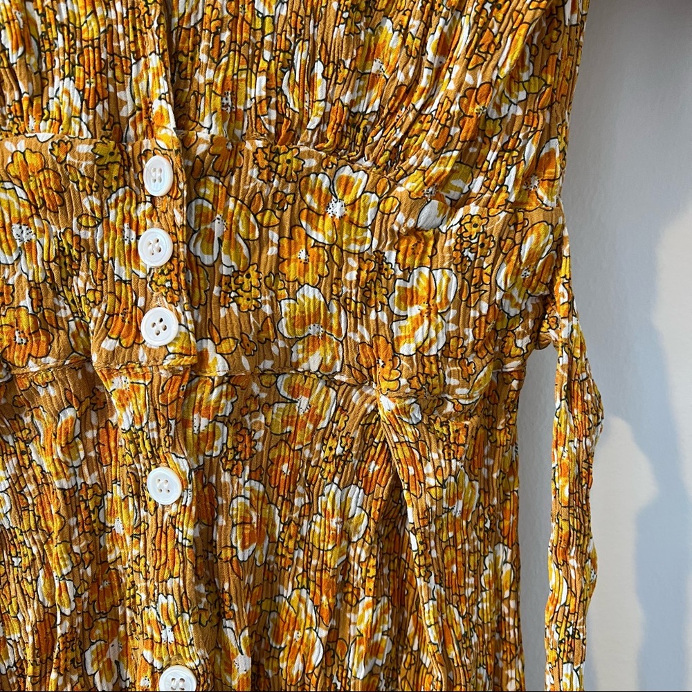 Faithfull the brand saffron Rafa ditsy floral midi dress xsmall yellow gold xs - Picture 10 of 12